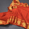 Semi Mysore Silk Rust Orange Plain Saree