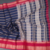 Semi Mysore Silk Navy Blue Zari Stripes Saree