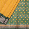 Semi Mysore Silk Mango Yellow Zari Stripes Saree 02