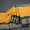 Semi Mysore Silk Mango Yellow Zari Stripes Saree 02