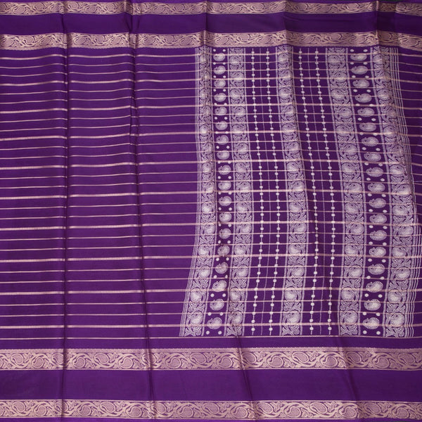 Semi Mysore Silk Purple Zari Stripes Saree