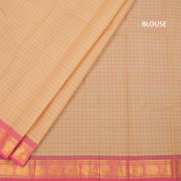 Chettinad Cotton Sandal Checked Saree