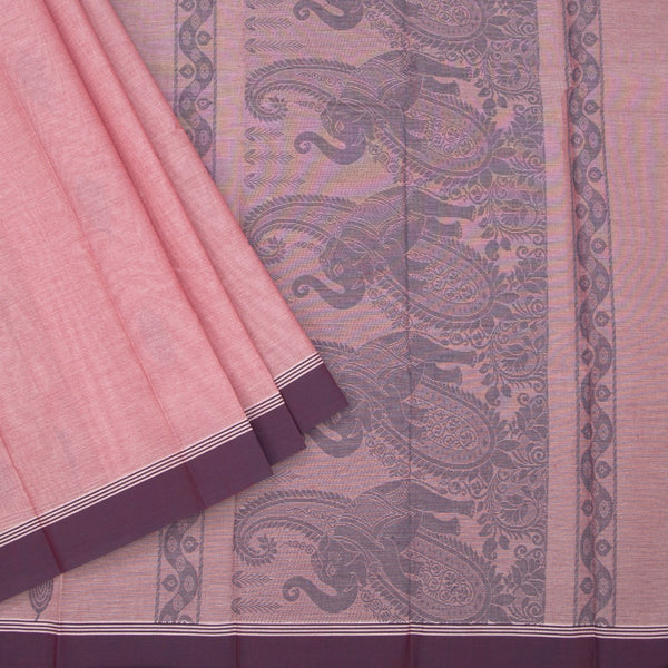 Chettinad Cotton Light Pink Thread Embossed Saree