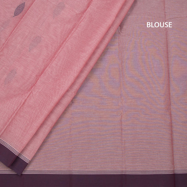 Chettinad Cotton Light Pink Thread Embossed Saree
