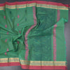 Chettinad Cotton Teal Green Thread Embossed Saree