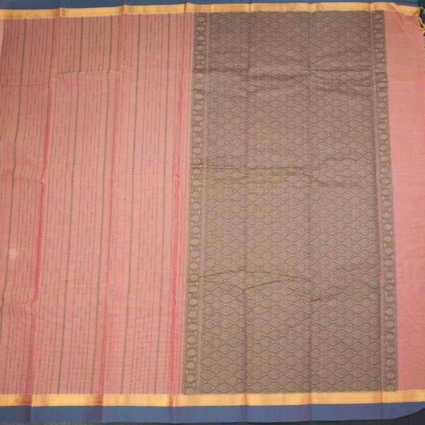 Chettinad Cotton Peach Thread Embossed Saree