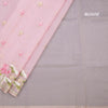 Organza Light Pink Floral Thread Embroidered Saree
