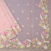Organza Peach Floral Thread Embroidered Saree