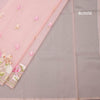 Organza Peach Floral Thread Embroidered Saree
