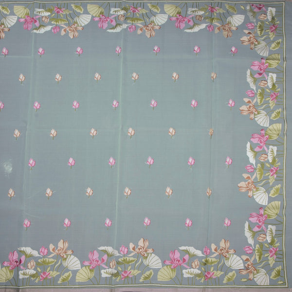 Organza Mint Green Floral Thread Embroidered Saree