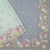 Organza Mint Green Floral Thread Embroidered Saree
