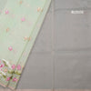 Organza Light Green Floral Thread Embroidered Saree
