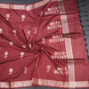 Semi Silk Maroon Zari Worked Saree