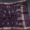 Semi Silk Dark Purple Zari Worked Saree