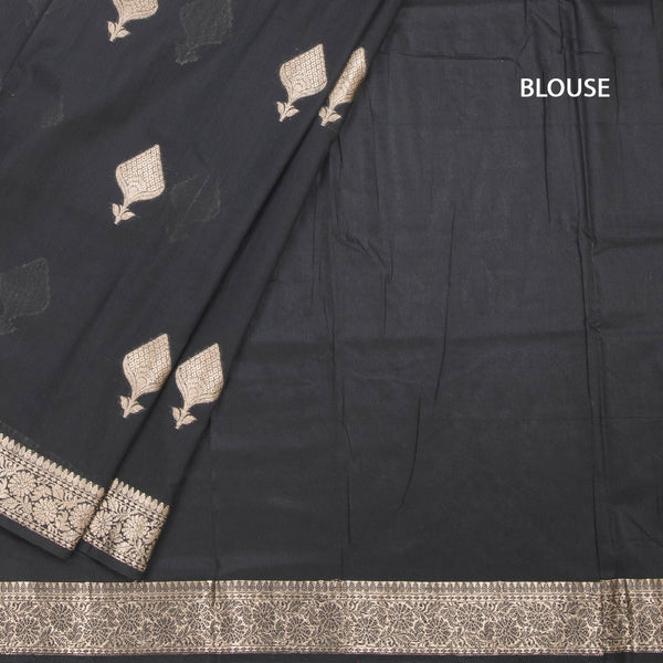 Semi Silk Black Zari Worked Saree