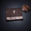 Semi Silk Dark Brown Zari Worked Saree