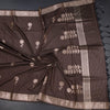 Semi Silk Dark Brown Zari Worked Saree