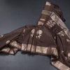 Semi Silk Dark Brown Zari Worked Saree