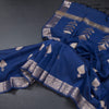 Semi Silk Dark Blue Zari Worked Saree