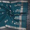 Semi Silk Teal Green Zari Worked Saree
