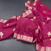 Semi Silk Dark Pink Zari Worked Saree 02
