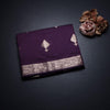 Semi Silk Dark Purple Zari Worked Saree 02