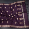 Semi Silk Dark Purple Zari Worked Saree 02