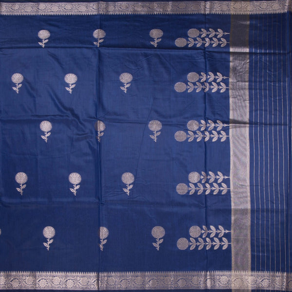 Semi Silk Dark Blue Zari Worked Saree 02