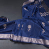 Semi Silk Dark Blue Zari Worked Saree 02