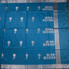 Semi Silk Peacock Blue Zari Worked Saree 02
