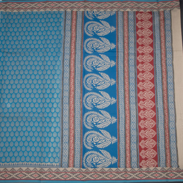 Chanderi Cotton Blue Printed Saree 03