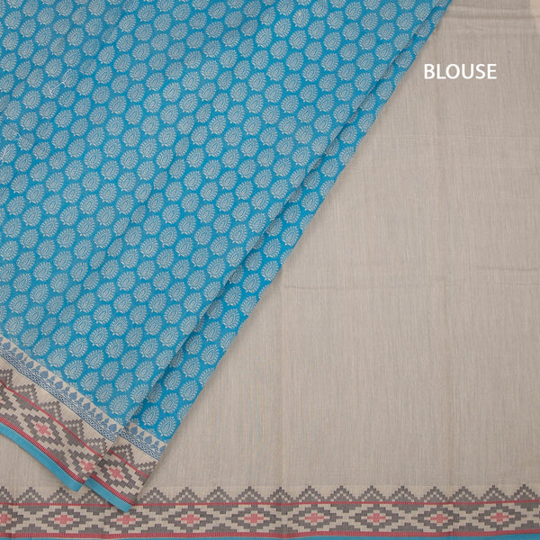 Chanderi Cotton Blue Printed Saree 03