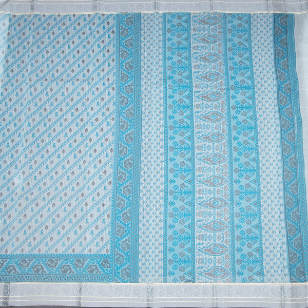 Chanderi Cotton Light Blue Printed Saree 02