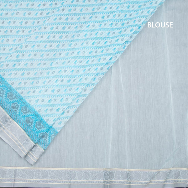 Chanderi Cotton Light Blue Printed Saree 02