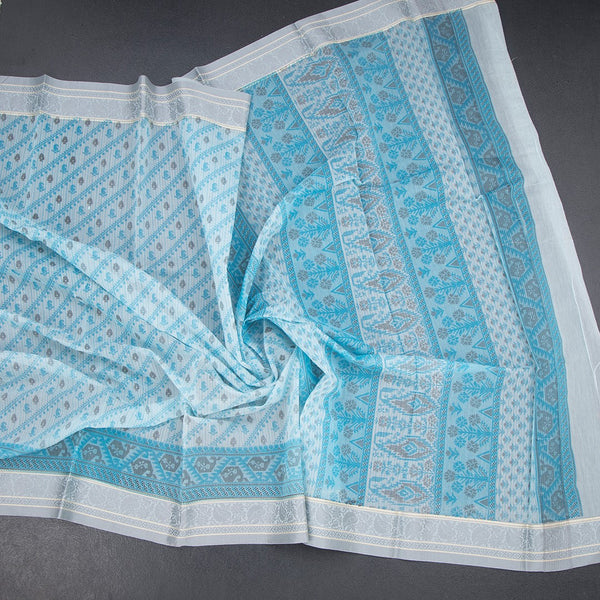 Chanderi Cotton Light Blue Printed Saree 02