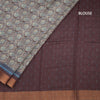 Chanderi Cotton Dark Brown Printed Saree