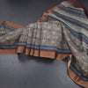 Chanderi Cotton Dark Brown Printed Saree