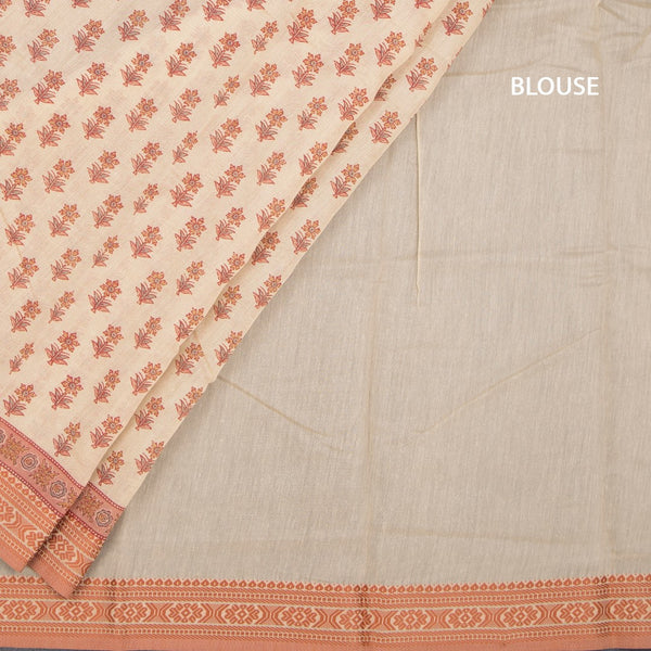 Chanderi Cotton Sandal Printed Saree 02