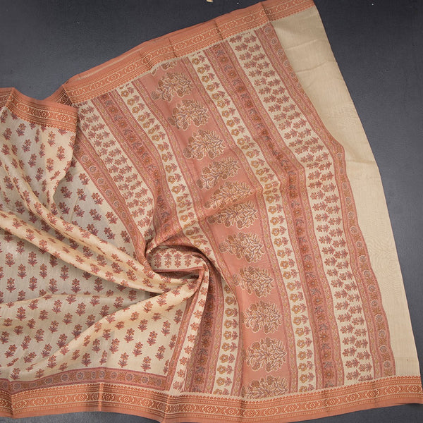 Chanderi Cotton Sandal Printed Saree 02