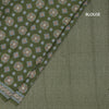 Chanderi Cotton Mehandi Green Printed Saree 02