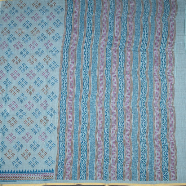 Chanderi Cotton Light Blue Printed Saree 03