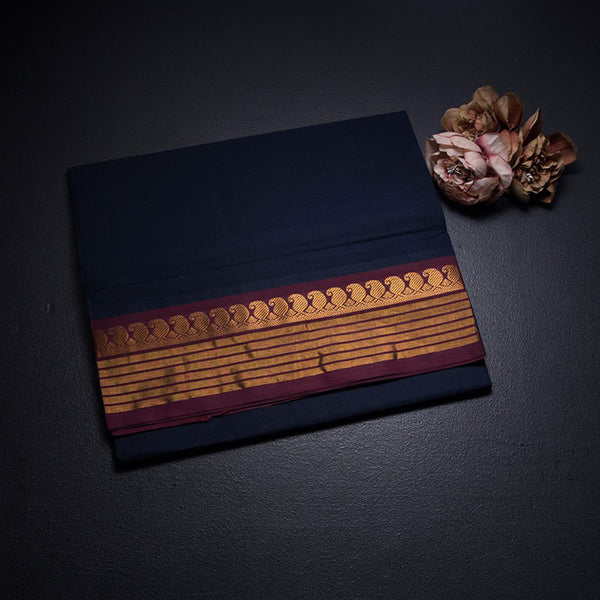 KTSR41973-1-Venkatagiri-Cotton-Navy-Blue-Zari-Worked-Saree-fold