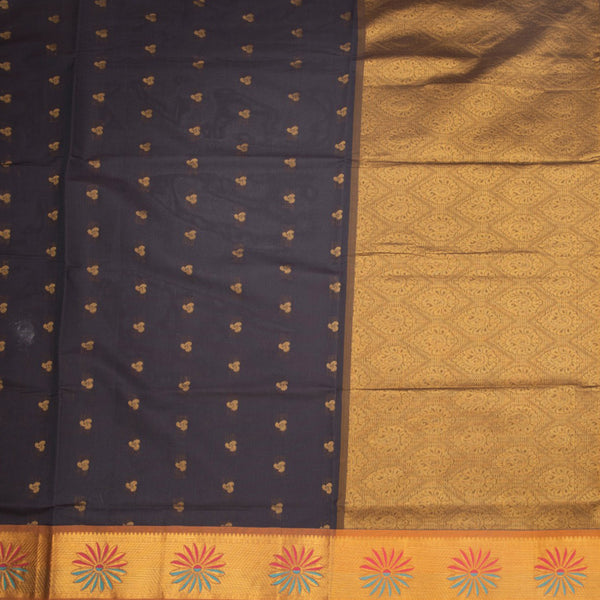 KTSR41974-2-Venkatagiri-Cotton-Dark-Brown-Zari-Worked-Saree-full-veiw