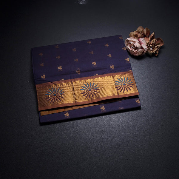 KTSR41975-1-Venkatagiri-Cotton-Dark-Purple-Zari-Worked-Saree-fold