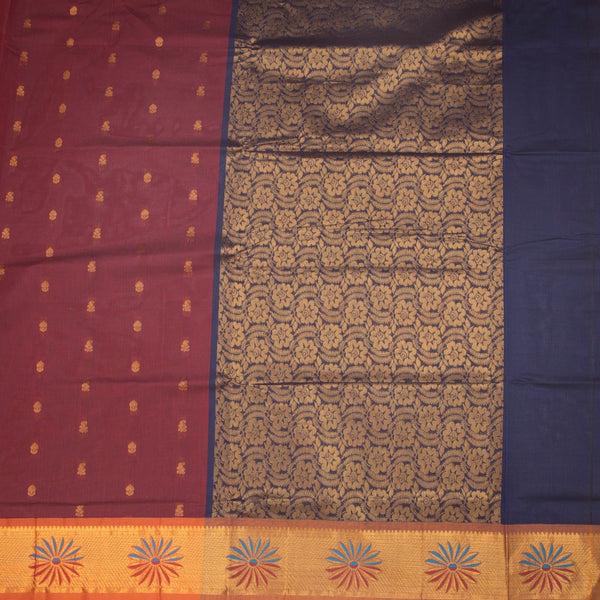 KTSR41977-2-Venkatagiri-Cotton-Maroon-Zari-Worked-Saree-full-veiw