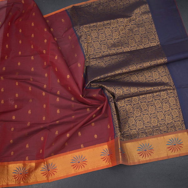 KTSR41977-5-Venkatagiri-Cotton-Maroon-Zari-Worked-Saree-crush