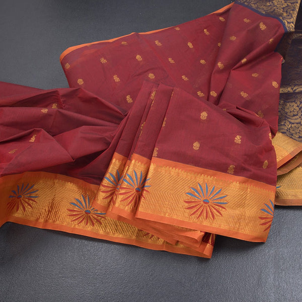 KTSR41977-Venkatagiri-Cotton-Maroon-Zari-Worked-Saree-main