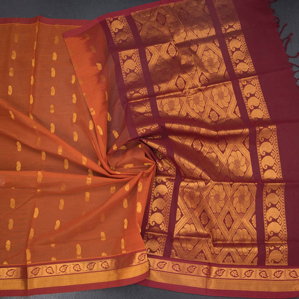 KTSR41978-5-Venkatagiri-Cotton-Dark-Orange-Zari-Worked-Saree-crush