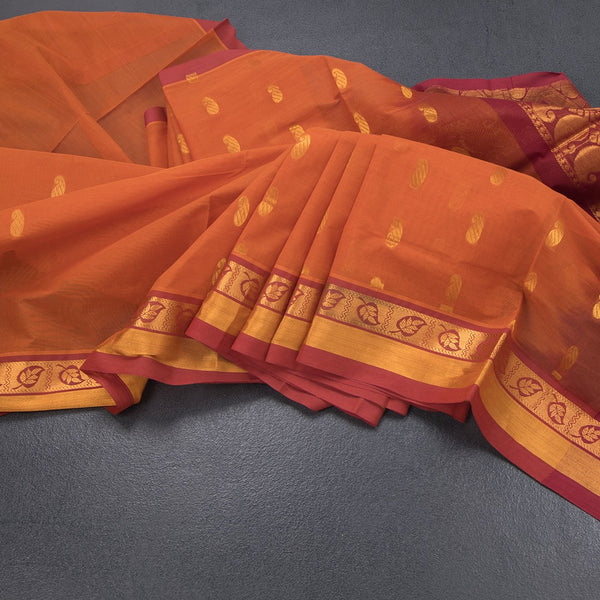 KTSR41978-Venkatagiri-Cotton-Dark-Orange-Zari-Worked-Saree-main