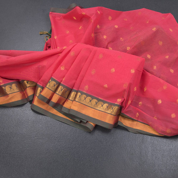 KTSR41980-Venkatagiri-Cotton-Fiery-Rose-Pink-Zari-Worked-Saree-main